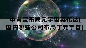 中青宝布局元宇宙英伟达(国内哪些公司布局了元宇宙)