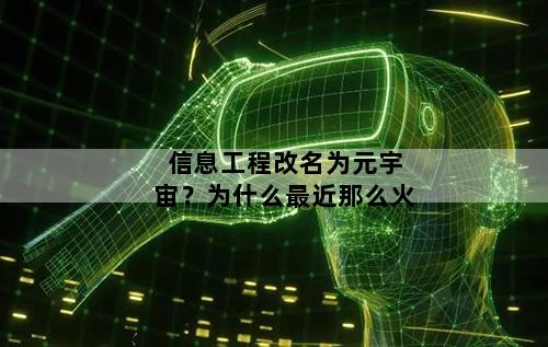 信息工程改名为元宇宙？为什么最近那么火